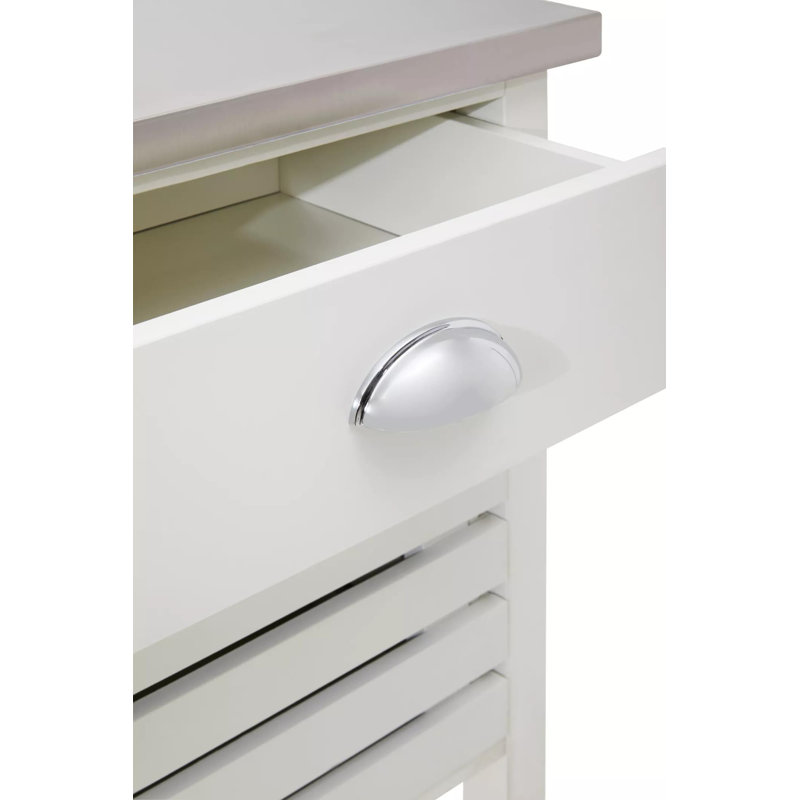 Reales 86cm W Kitchen Island with Stainless Steel Top, Cream