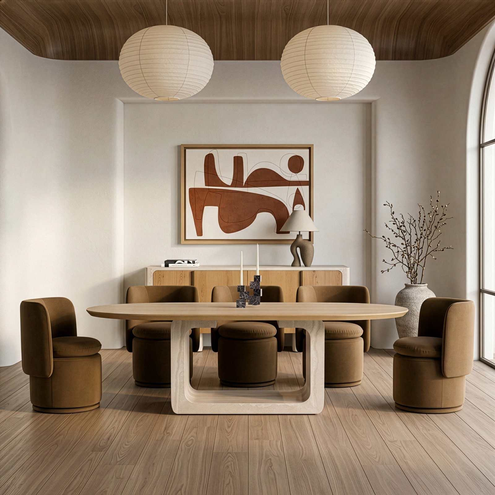Kepler Swivel Dining Chair, Brown