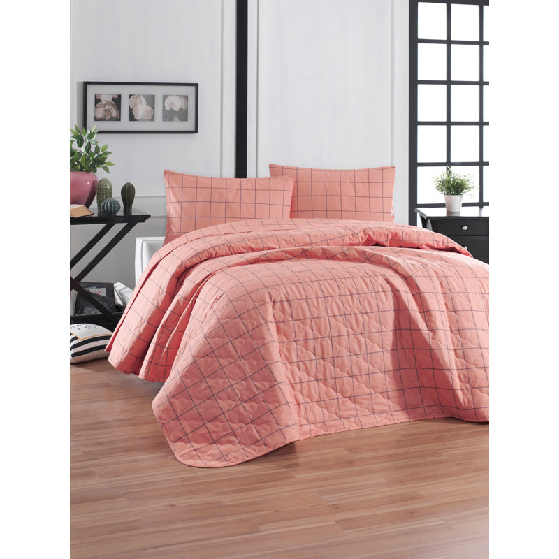 Ensemble de couvre-lit 100% coton Dukie, Rose