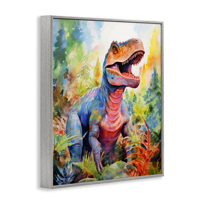 Giclée de dinosaure T-Rex coloré dans la jungle, design par Creative Studio