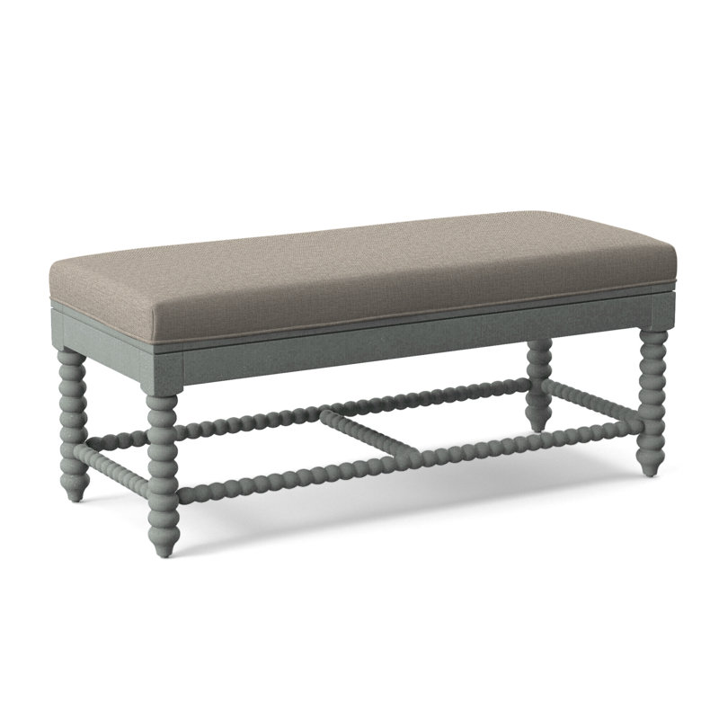 Banc en bois massif Louisa, Tissu beige performant - 0851-73, Finition pacifique