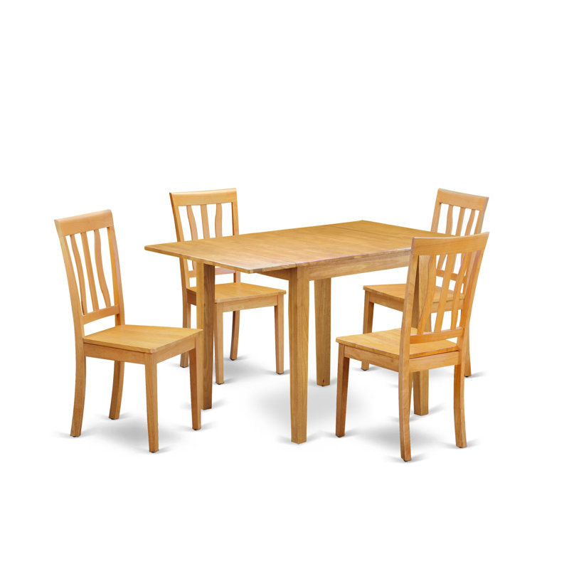 Solid Wood Top-Dining Room Set-Seats, Natural Oak, Natural Oak, 5 Pieces: 1 Table, 4 Chairs