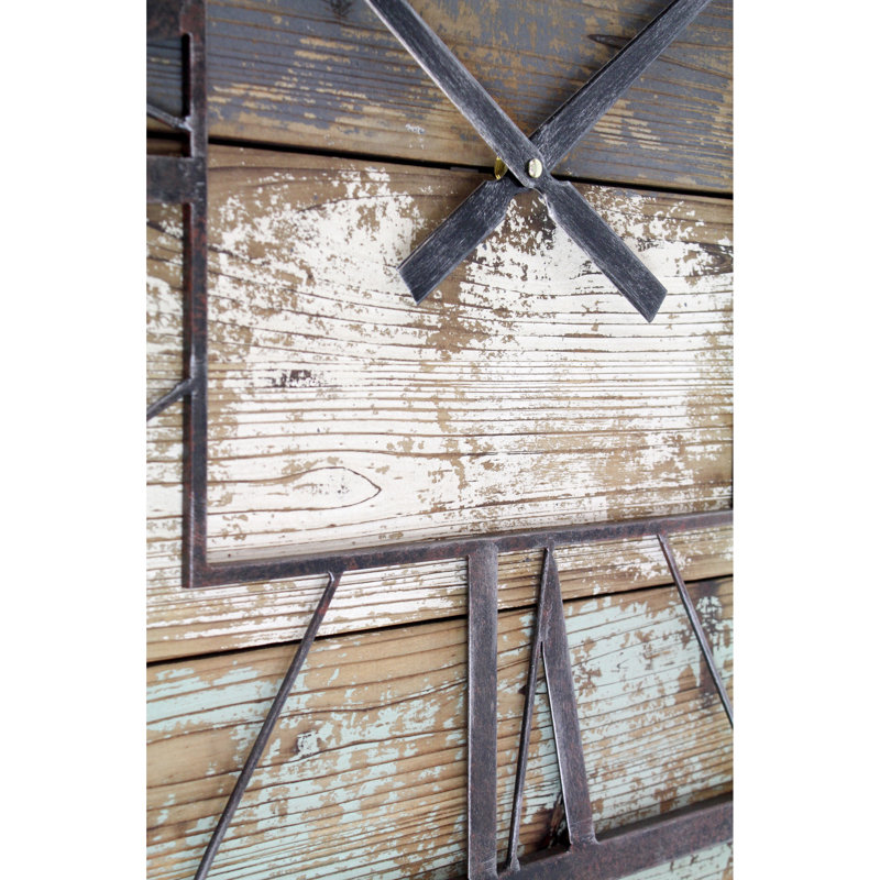Weston Square Wood Panel Farmhouse Wall Clock, Large