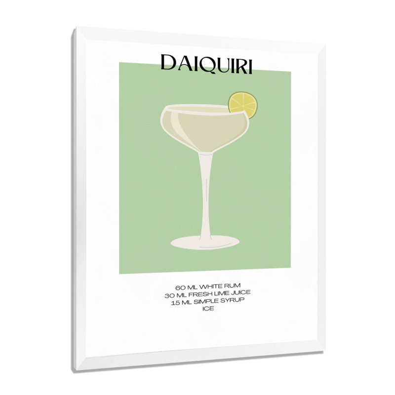 Straight Up Daiquiri Cocktail - Art mural salon de cocktails, Cadre photo blanc, H 32 po x l 24 po