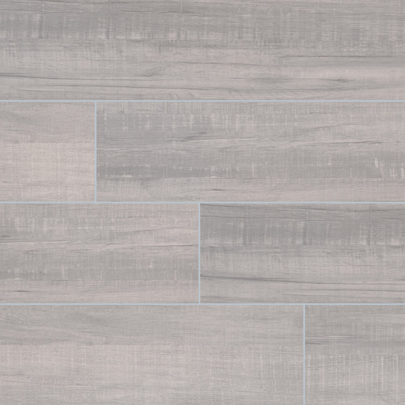 Bermont 8 in. x 40 in. Matte Ceramic Wood Look Floor and Wall Tile, Shell