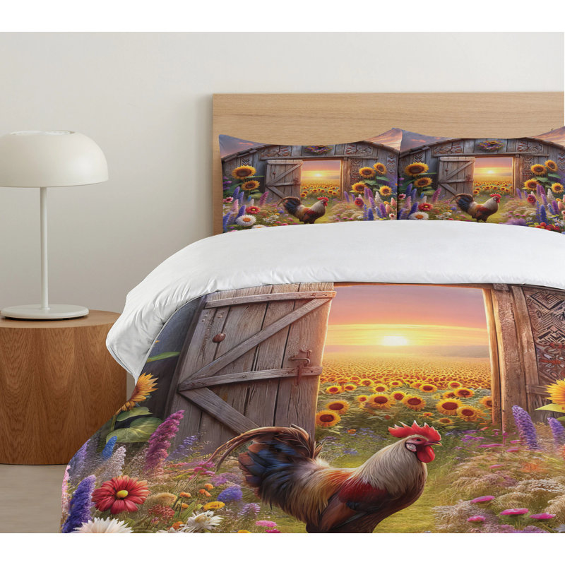 Rustic Duvet Cover, California King Duvet Cover + 2 Standard Shams