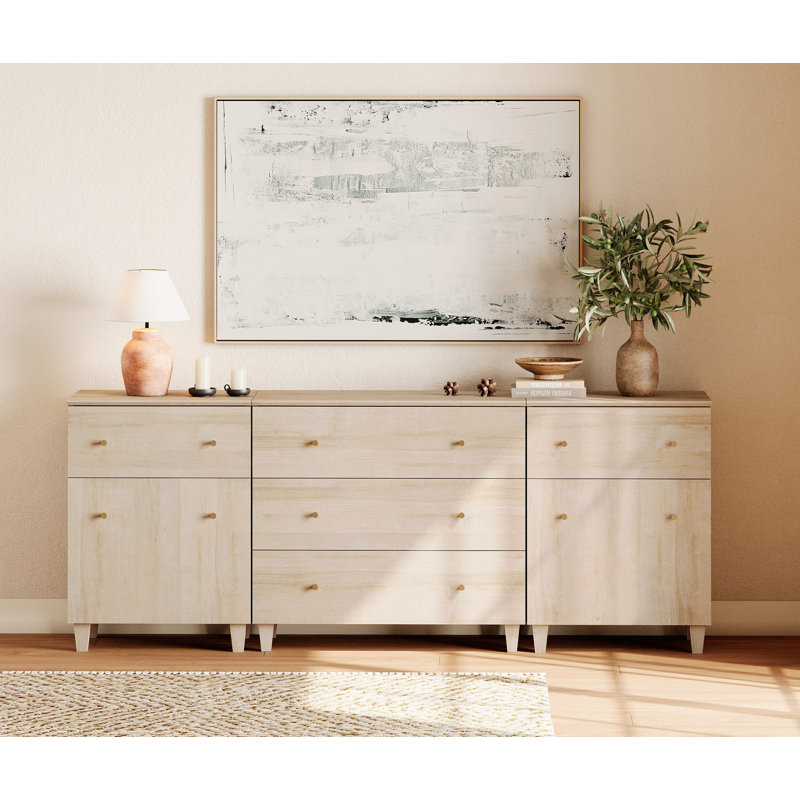 Commodes 3-en-1 avec 5 tiroirs et 2 tablettes pour la chambre à coucher, Biscotti