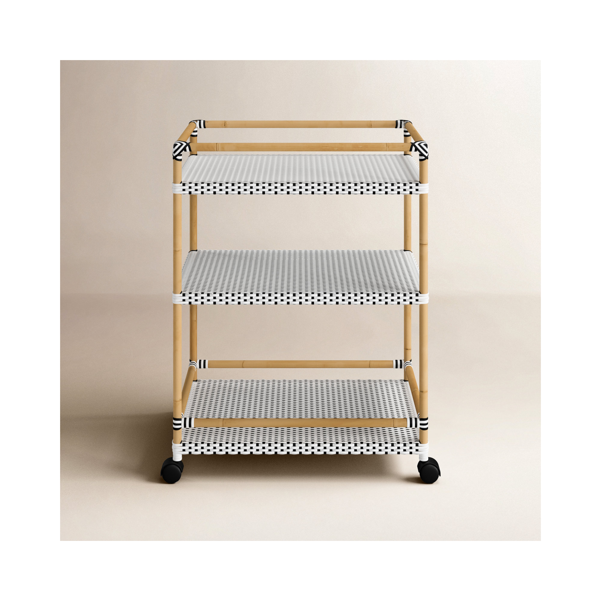Ellie Bar Cart with Metal Outer Material, Black/White