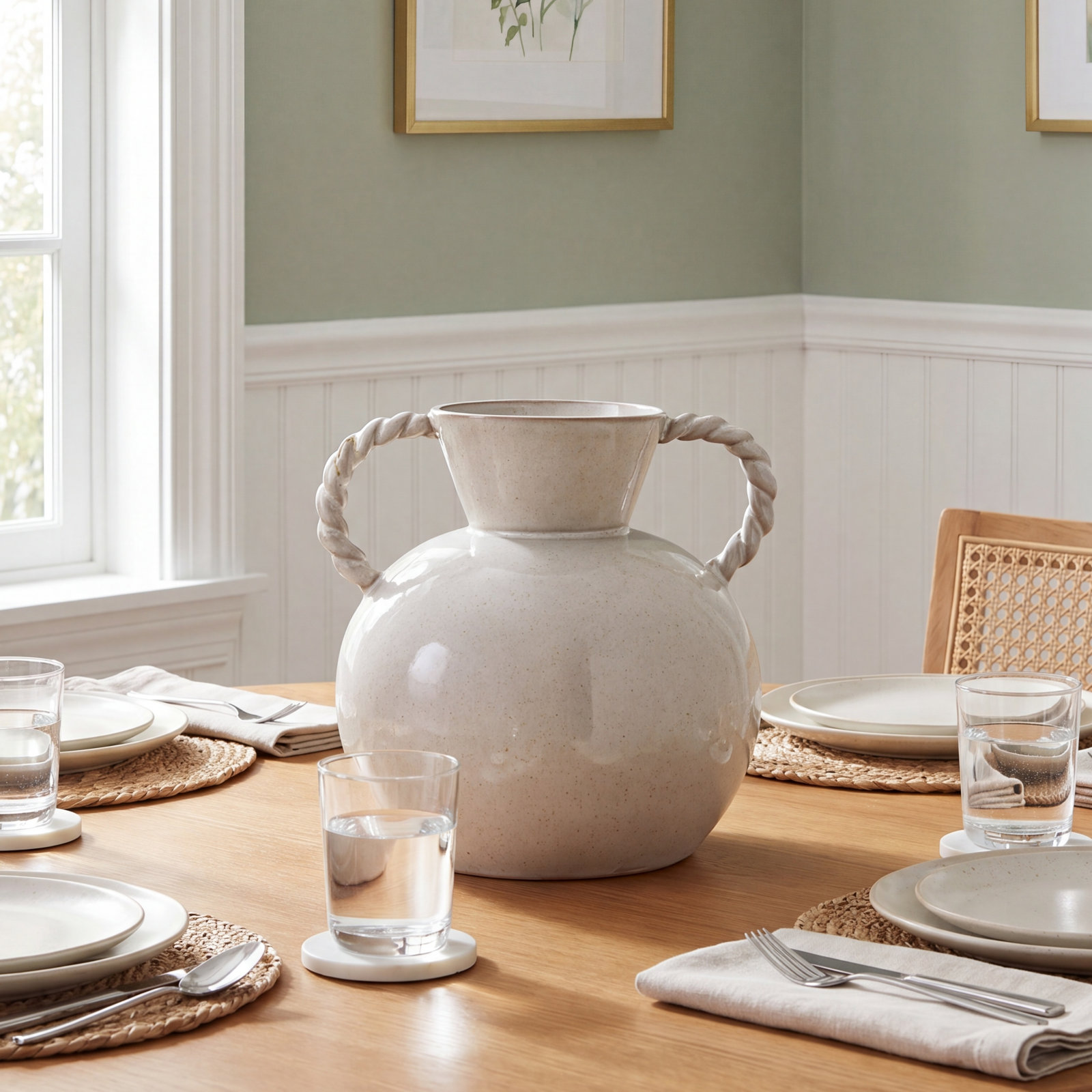 Natalina 8.5'' Stoneware Table Vase, Cream