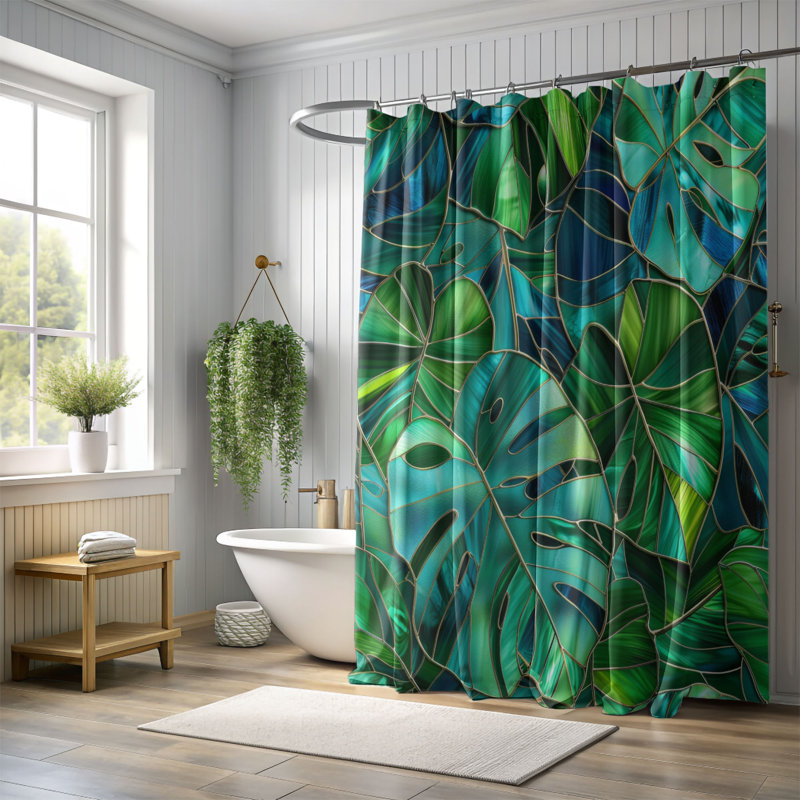 Rideau de douche en verre 1 pièce, H 74 po x l 71 po