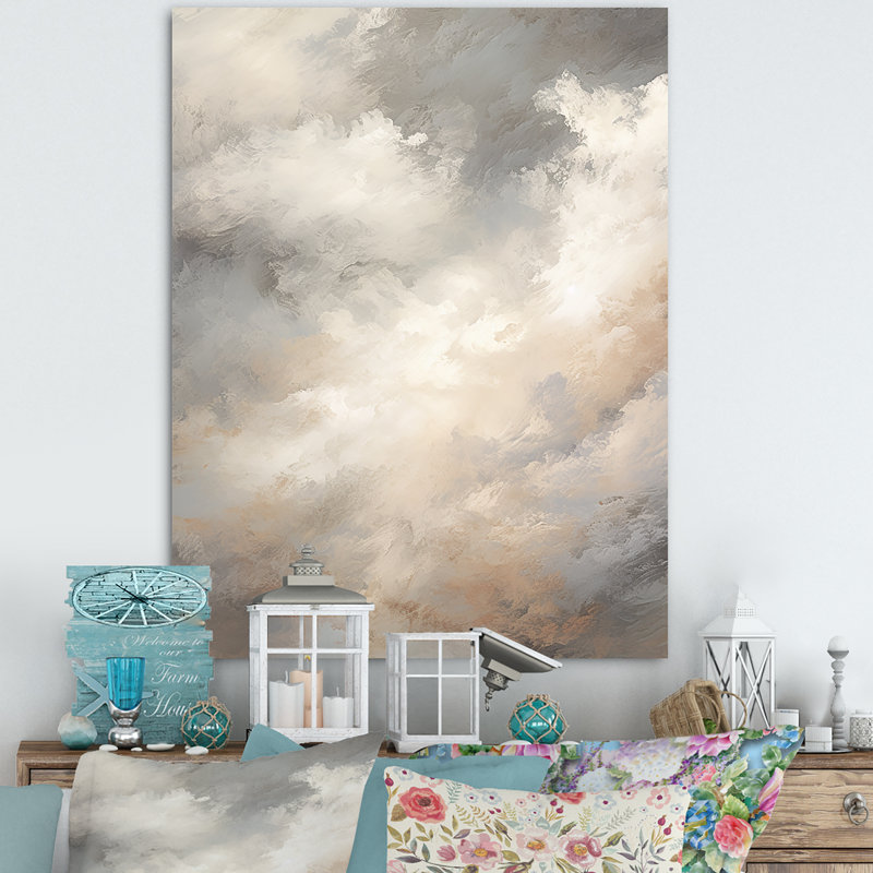 Mystic Gray Clouds Horizon - nuages, art mural sur toile, Toile tendue, H 32 po x l 16 po x P 1 po