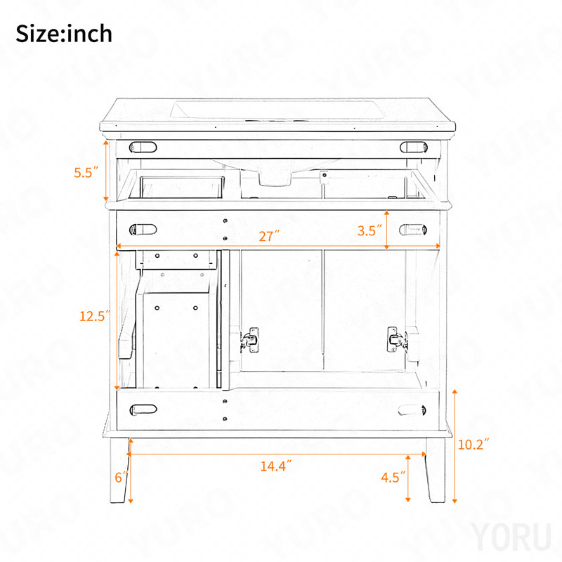 Meuble-lavabo de 30 po avec lavabo en céramique, armoire de rangement moderne avec portes à fermeture douce, tiroir profond et tiroir standard, meuble-lavabo élégant pour les petites salles de bain
