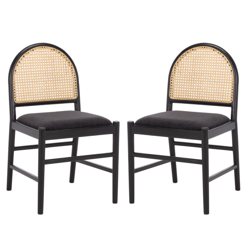 Laylie Leather Upholstered Dining Chair, Black Boucle, Black