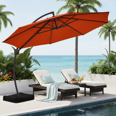Parasol en porte-à-faux en aluminium 10 pi avec sac de sable Bersa
