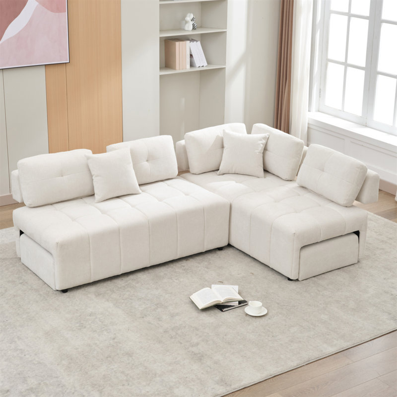 Canapé modulaire rembourré 2 pièces Forh, Chenille beige