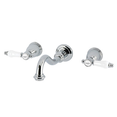 Kingston Brass Bel-Air Double-Handle 3-Hole Wall Mount Bathroom Faucet