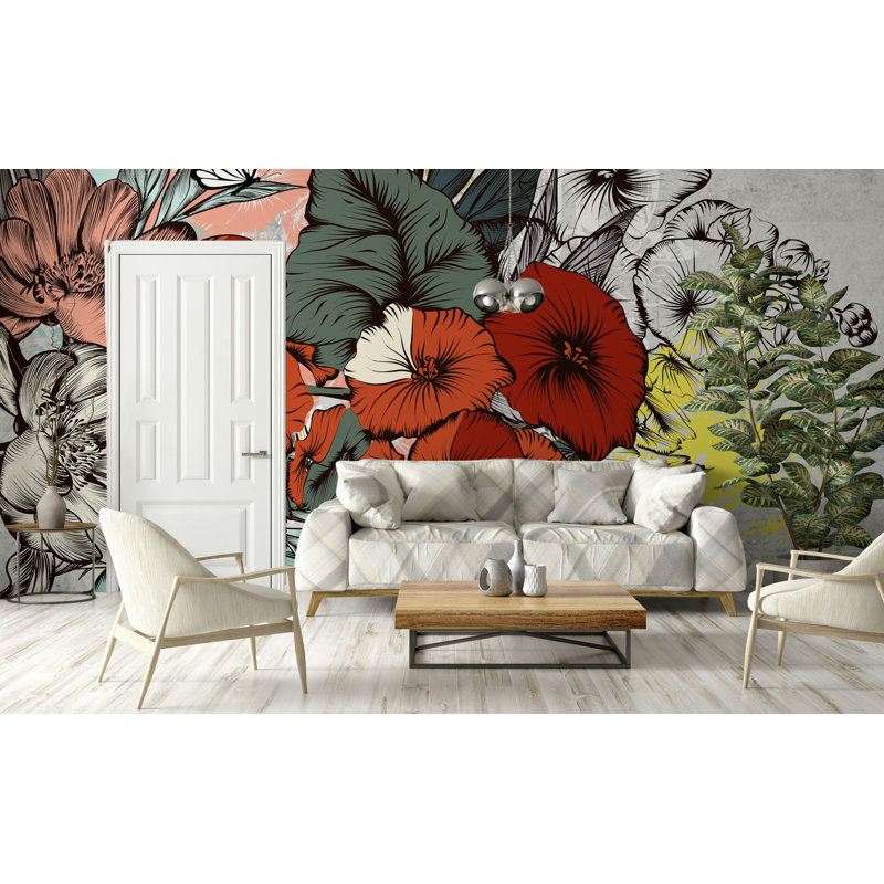 Papier peint amovible Botanic Exotic Floral, L 35,04 po x l 55 po