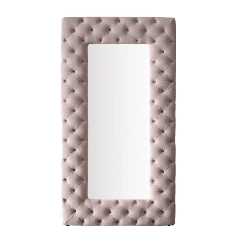Sinaia Tufted Floor Mirror, Gray