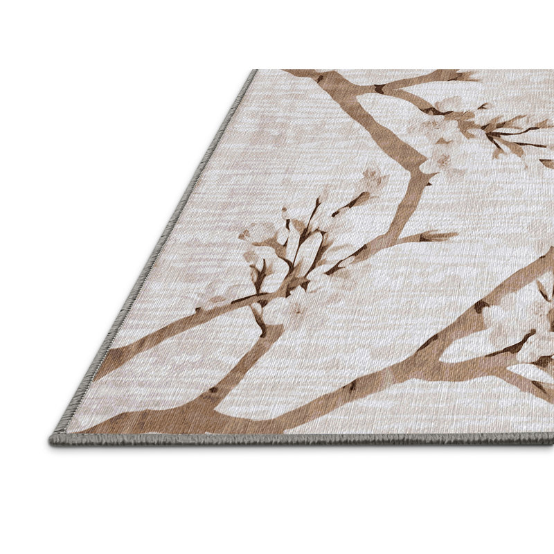 Machine Washable Gray Area Rug, Round 5'