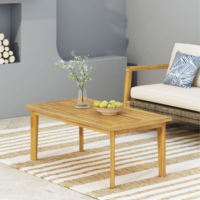 Table basse d'extérieur rectangulaire en bois d'acacia, teck, l 43,25 po x P 23,50 po x H 17,00 po