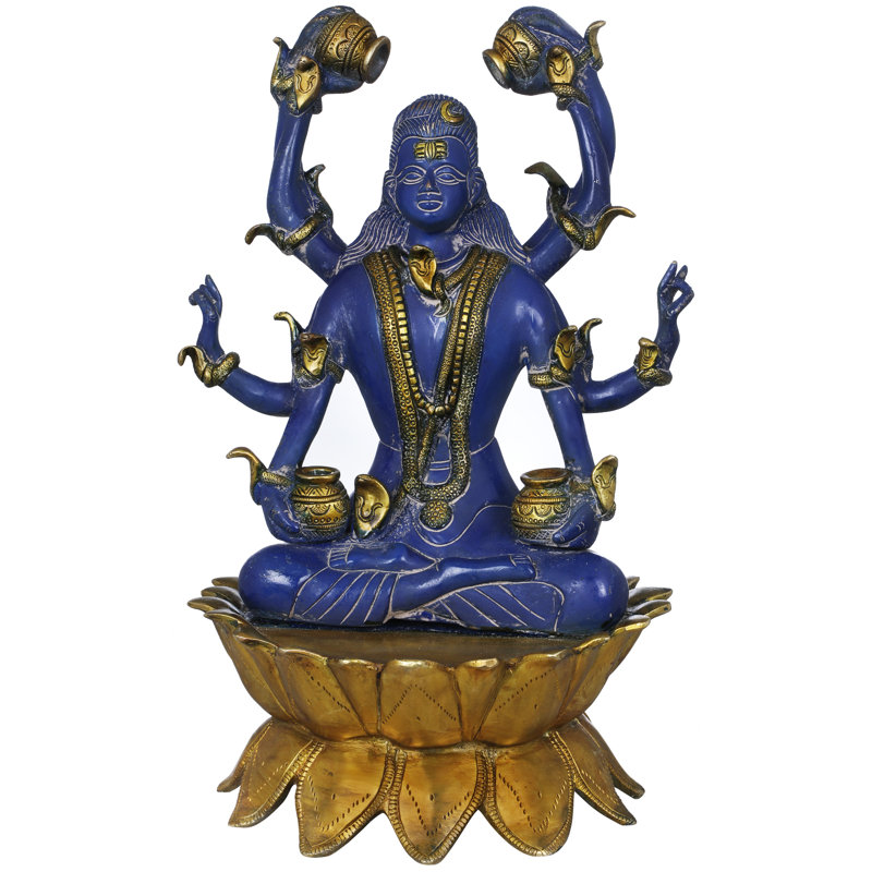Figurine Ashtabhujadhari, Bleu / or