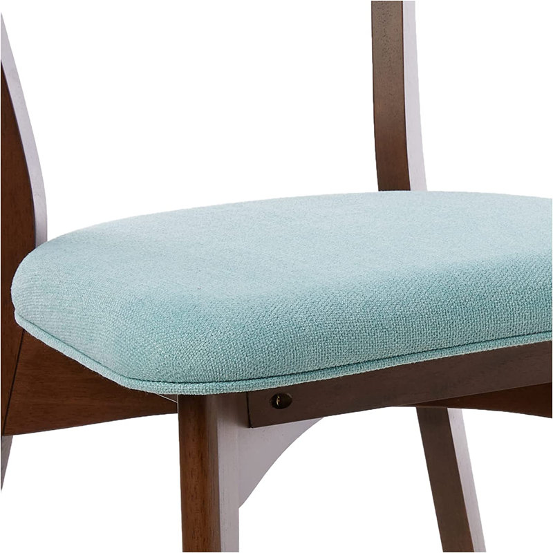 Mint Upholstered Side Chair with Natural Walnut Frame, Set of 2