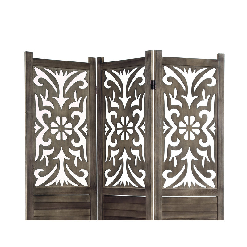 Dionne 120cm W x 170cm H 3 - Panel Folding Room Divider, Walnut