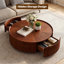 Table basse ronde en noyer de 39,3 po, table d'appoint moderne en bois rustique pour le salon