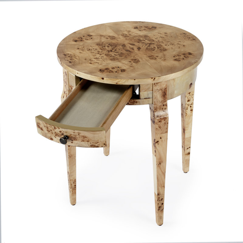 Archer 1 Drawer Burl Side Table, Natural 