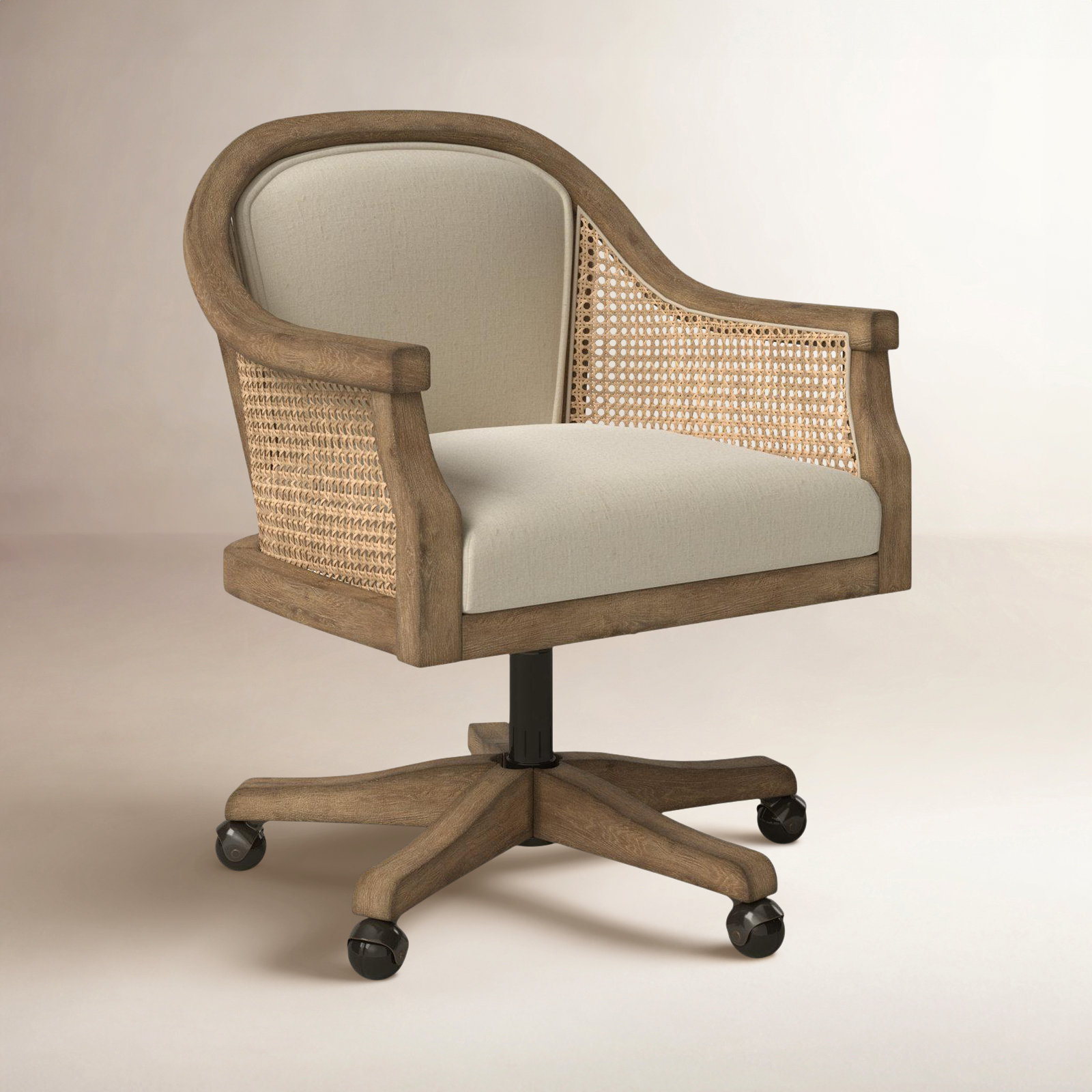Ackeron Solid Wood Office Chair, Ivory