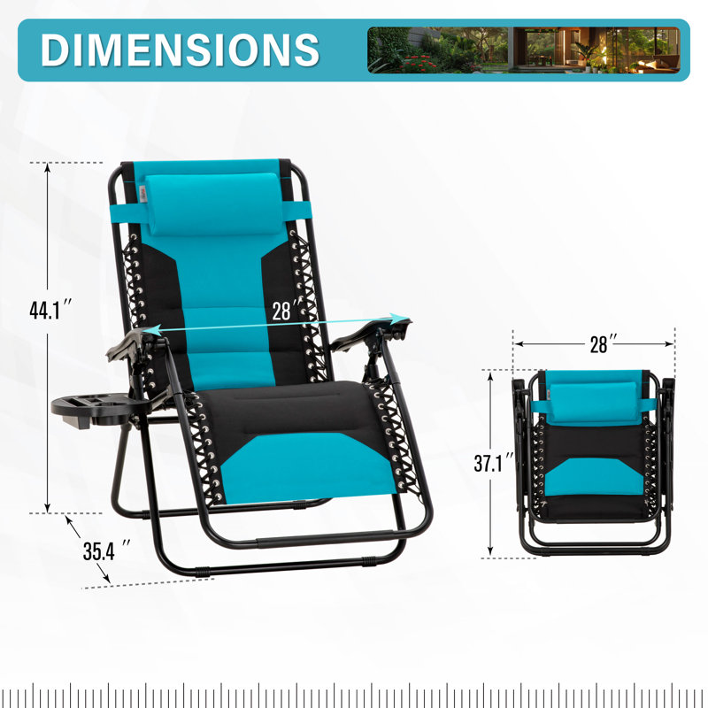 Fauteuil inclinable extérieur pliable pour camping ou patio Zero Gravity Chair (ensemble de 2), Vert émeraude