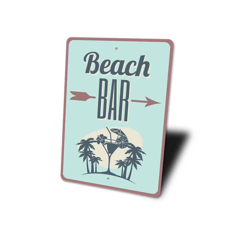 Panneau directionnel Beach Bar, H 14 po x l 10 po x P 0,04 po