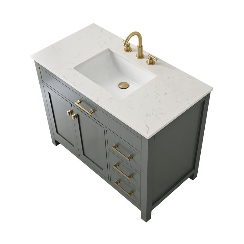 Trevor 42" W Single Vanity, Vintage Green/Brushed Gold