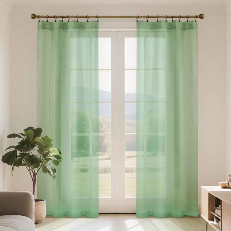 Voilage avec passe-tringle Voile, Vert sauge, L 42 po x L 96 po