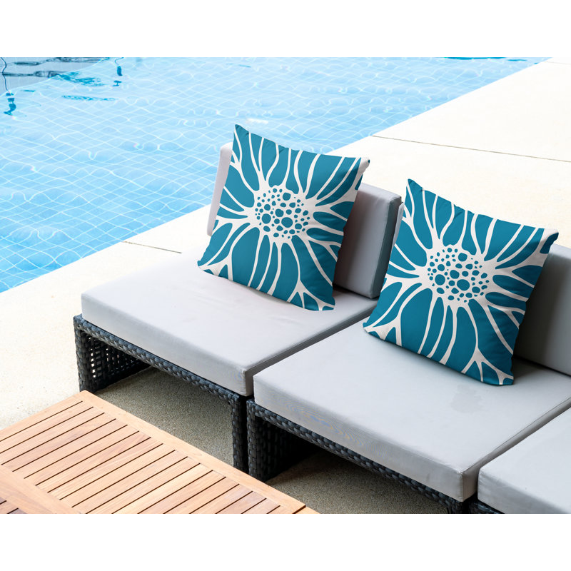 Housse et insert de coussin décoratif intérieur / extérieur en mélange de polyester, L 19 po x H 19 po, Turquoise