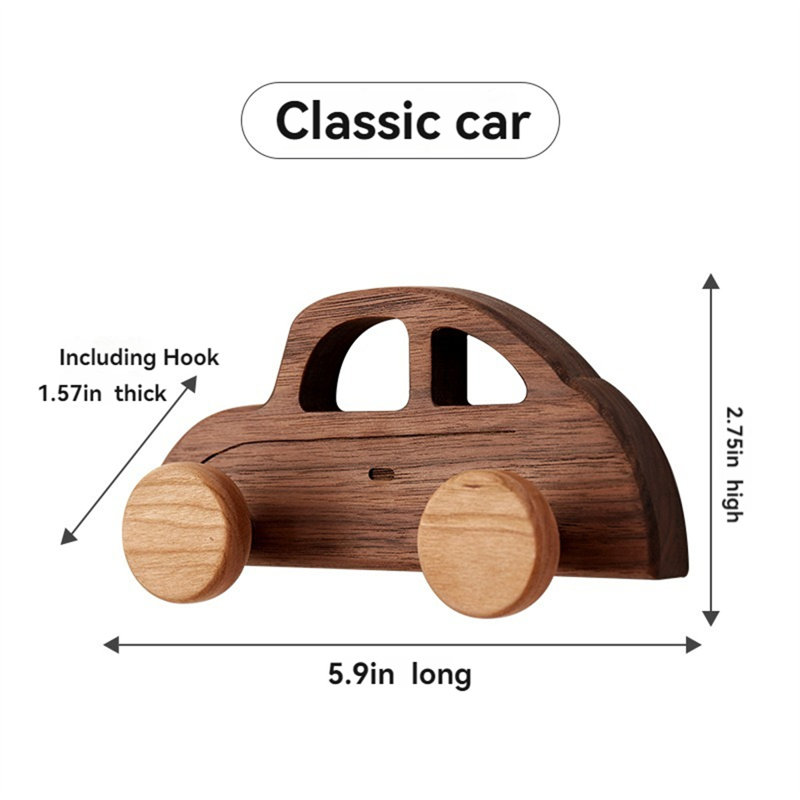 Autowood Solid Wood Car-Shaped Coat Hook