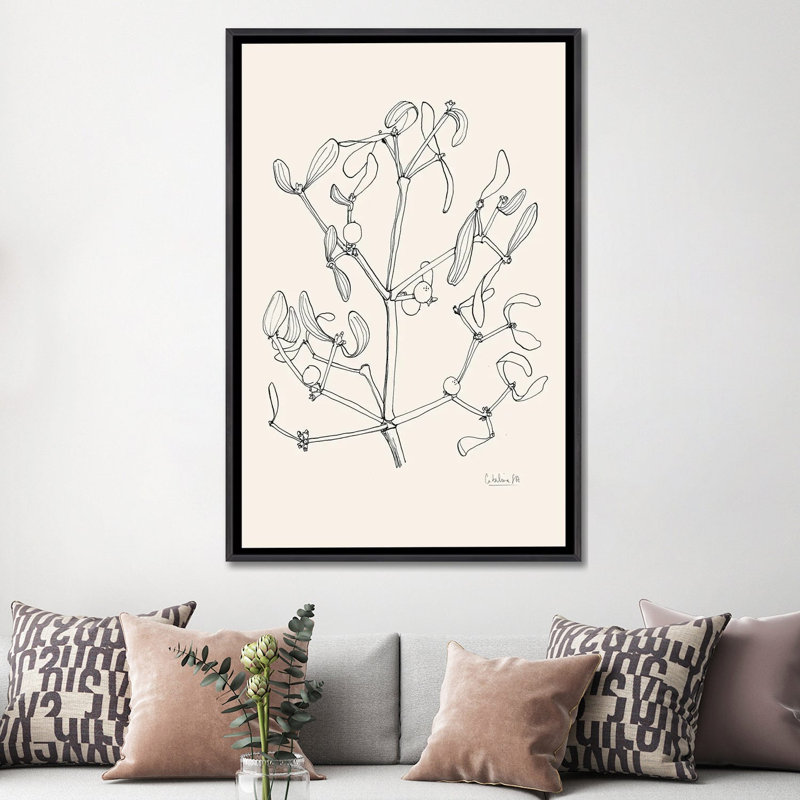 «Misteltoe», reproduction d'art à l'encre sur toile encadrée, Noir patiné, Reproduction encadrée sans passe-partout