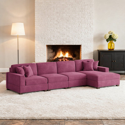4-Piece Corduroy Sectional Sofa