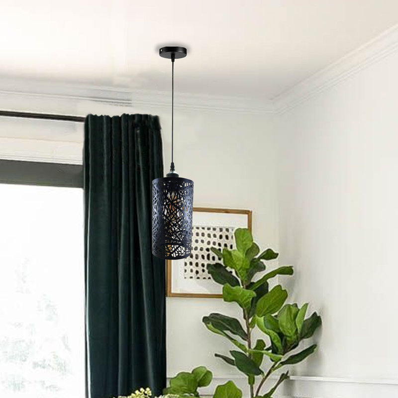 Prestwick 1 - Light Drum Pendant, Black, 122" H x 11" W x 11" D