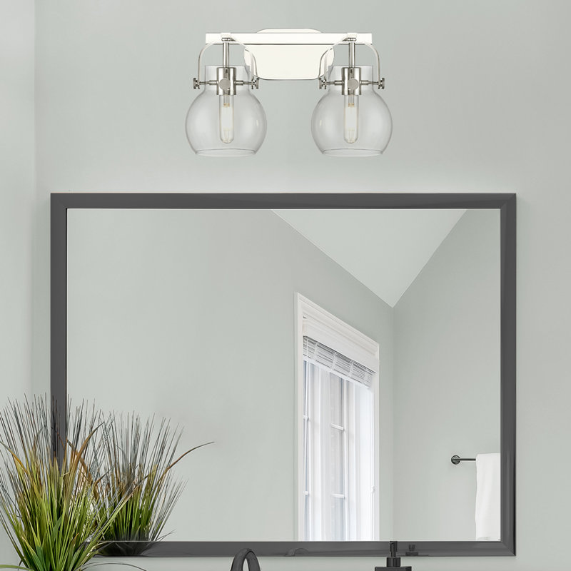 Éclairage pour meuble-lavabo mural 6 po Shueyville, Transparent, Nickel poli, Deux lumières