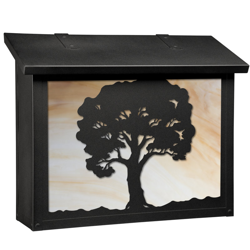 Brass Wall Mounted Mailbox, Honey, Textured Black