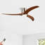 52" 3-Blade Solid Wood Flush Mount Ceiling Fan With Led Light & Remote Control-990205505-990205630