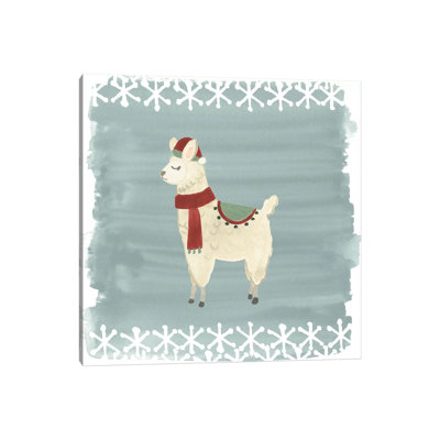 Winter Wonder Llama II by June Erica Vess - Wrapped Canvas Painting