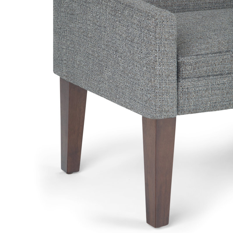 Pebble Grey Upholstered Bedroom Bench with Low Back and Swooped Arms