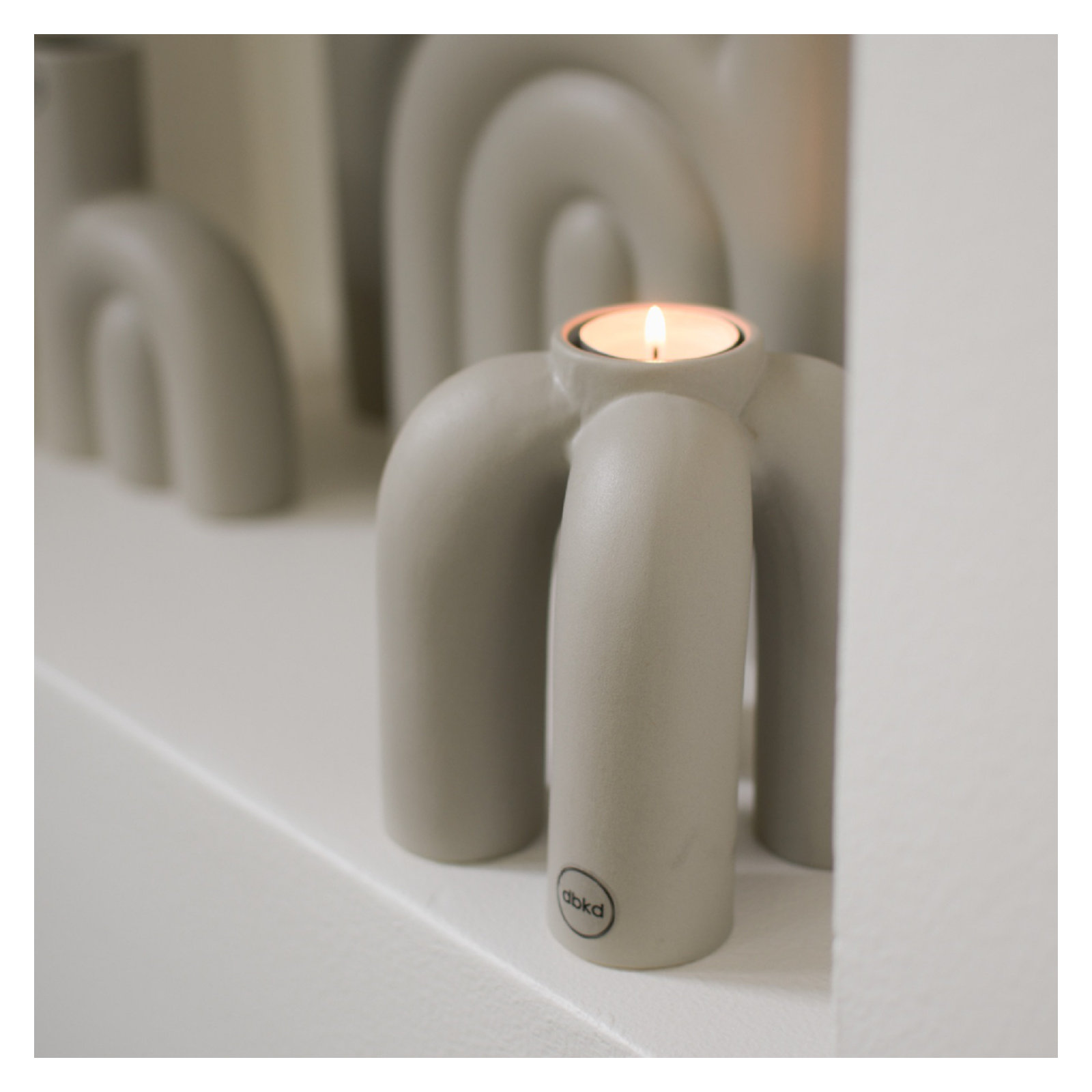 Kinnell Rope Candle Holder White, Greige