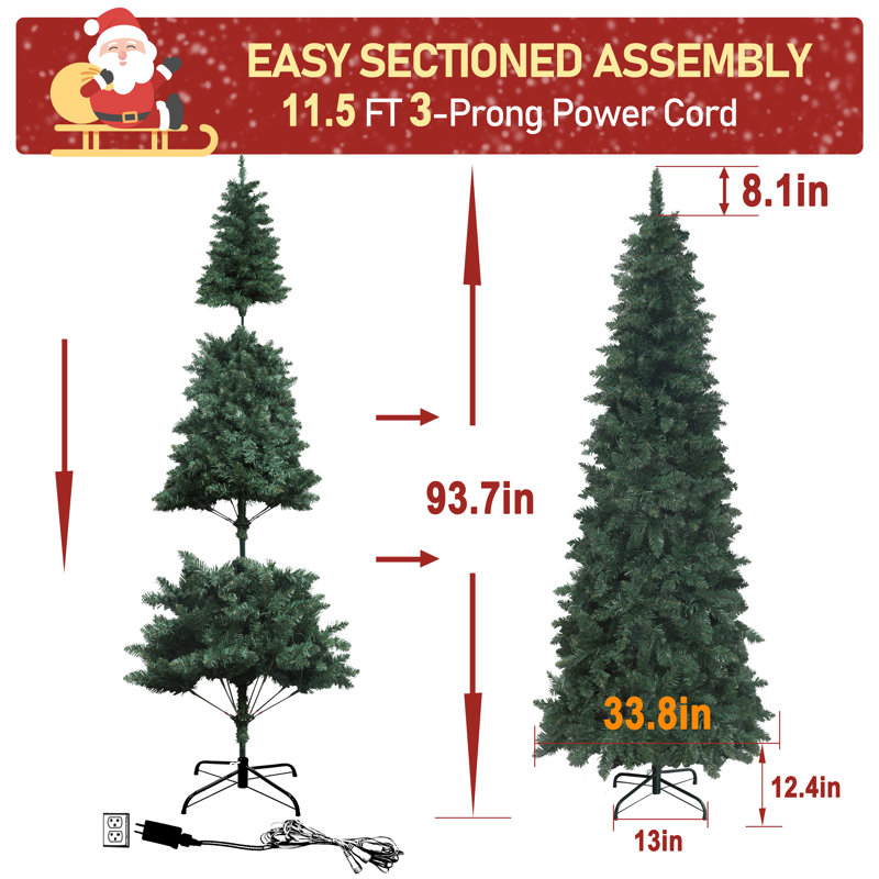 Sapin de Noël artificiel éclairé Slender, 7.5'