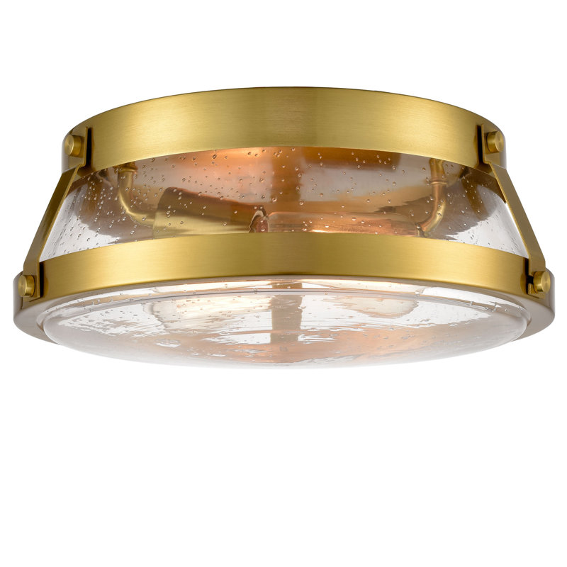 Matalyn Modern Ceiling Light Brass With Seeded Glass Shade