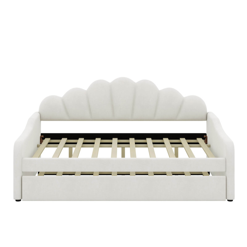 Full Size Upholstery Daybed Frame With Backrest And Trundle, White