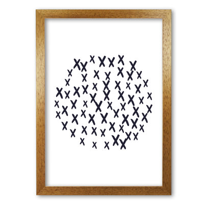 Black Crosses Circle Abstract - Single Picture Frame Print