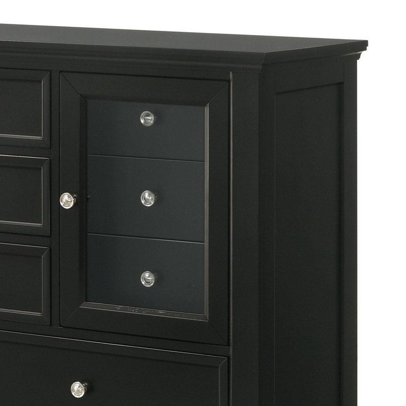 Commode 11 tiroirs avec miroir , Noir